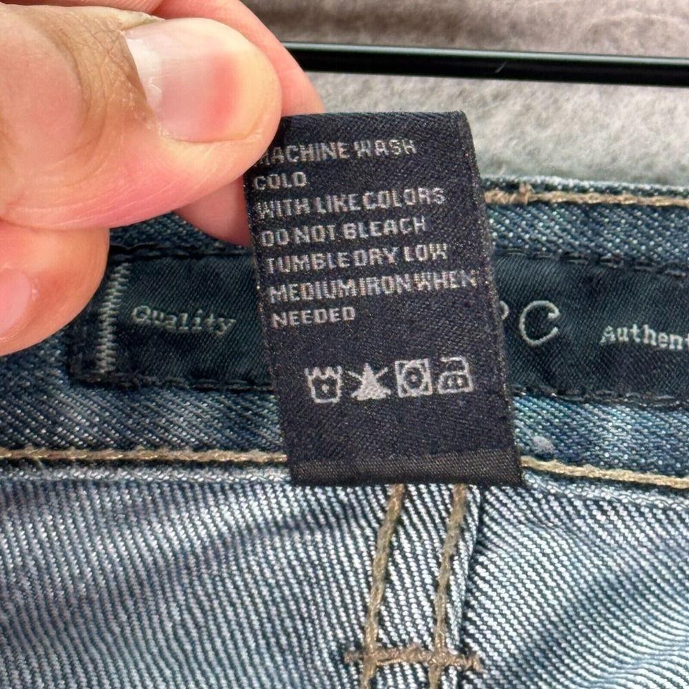 PD&C Slim Straight Jeans Mens 34x30 Blue Medium Wash Classic Distressed Denim - Picture 15 of 16